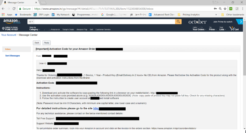 Steps to get Amazon Email Delivery Code in India using Message Center