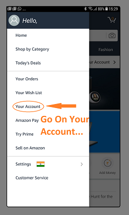 Amazon Mobile Application India- Your Account