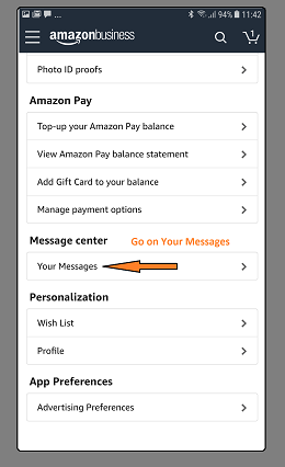 Amazon Mobile Application India- Your messages