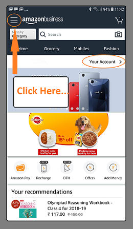Amazon Mobile Application India- login click here